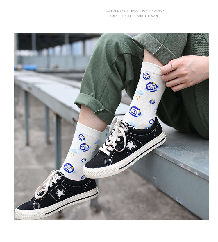 Autumn and winter anti-friction personality cartoon socks