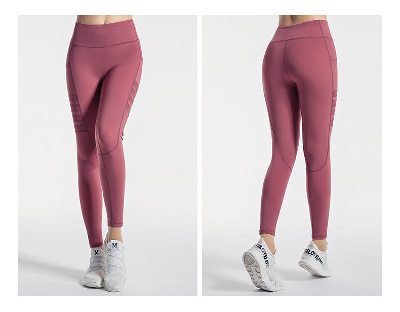 Mesh striped yoga pants