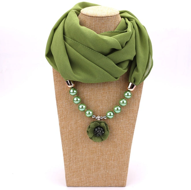 Pearl chiffon jewelry necklace scarf