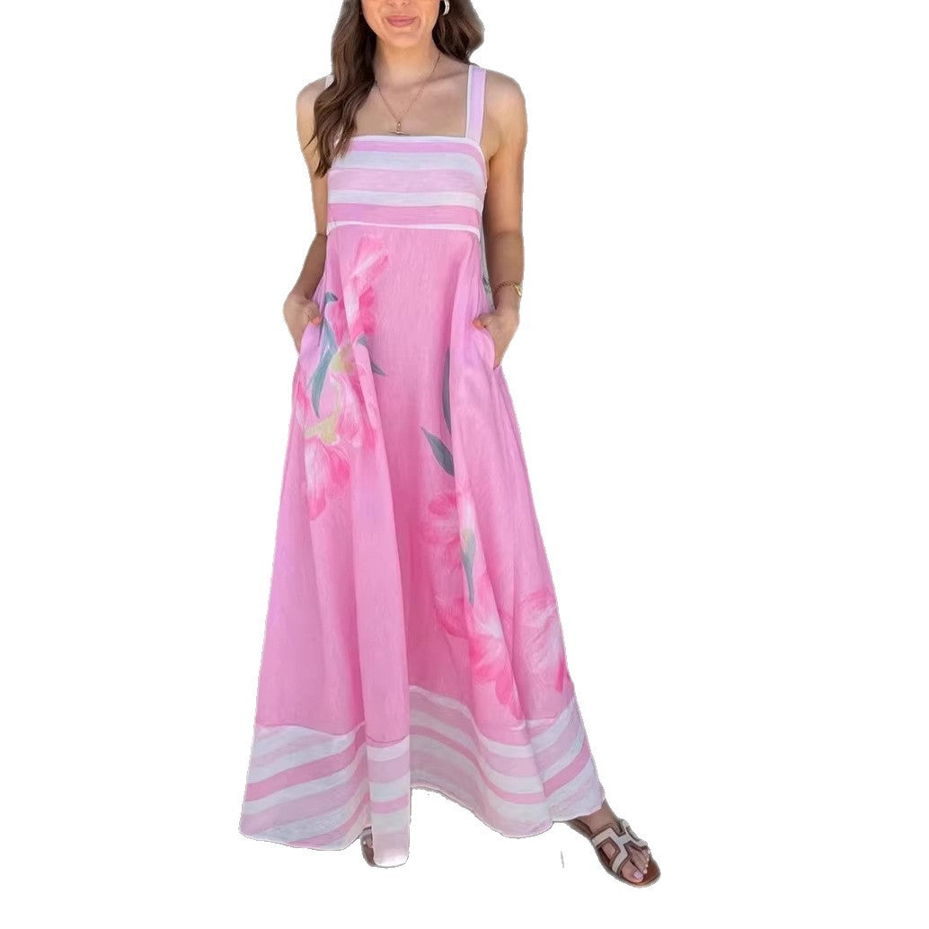 Printed Halter-neck Maxi Resort Dress