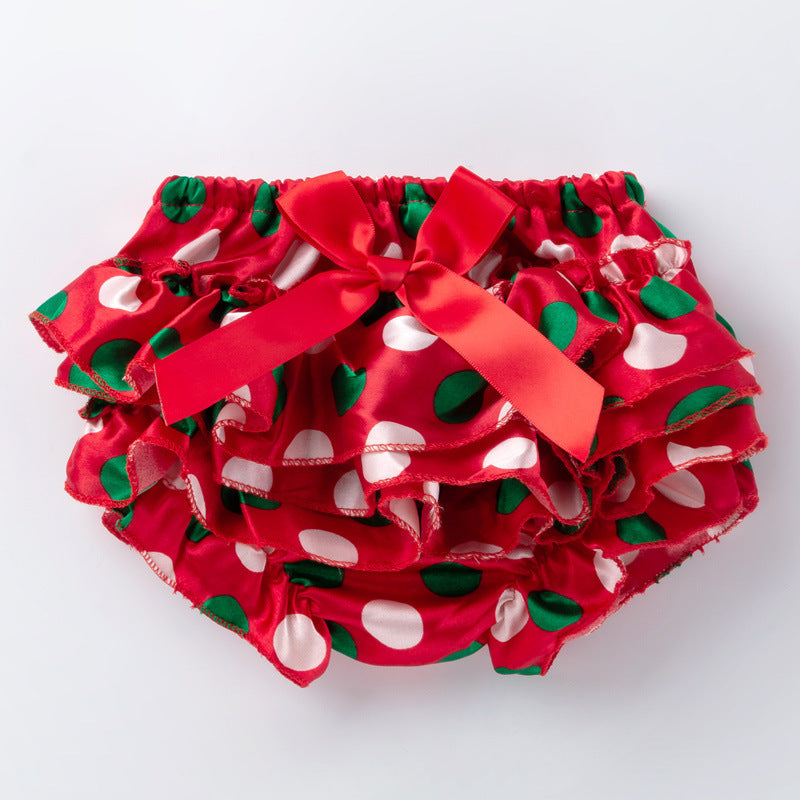 Girls bow-knot satin triangle shorts multicolor children's pants