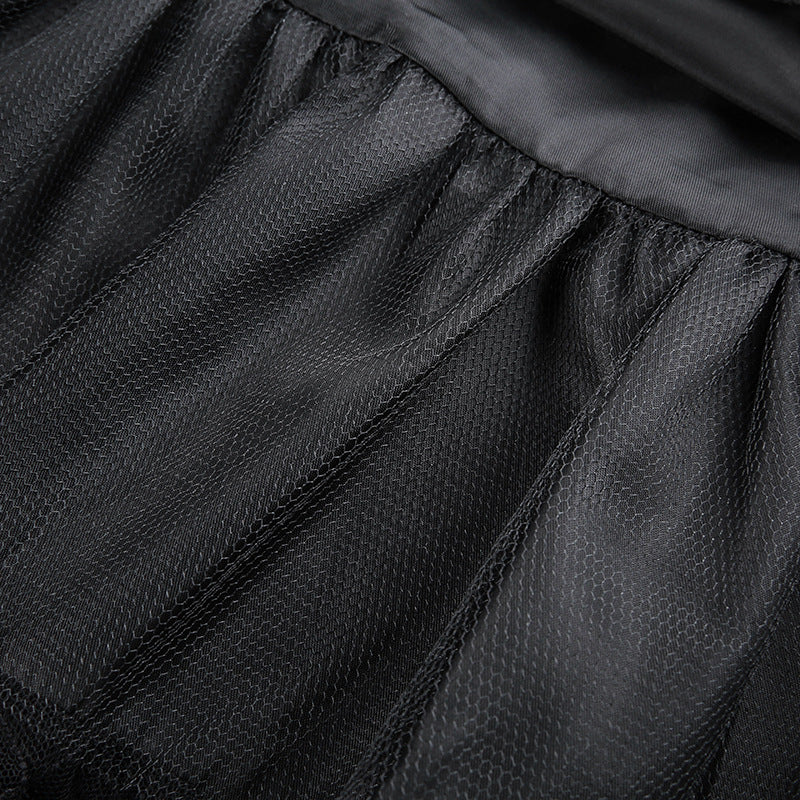 Dark Street Style Lace Stitching Bow Pleated Skirt