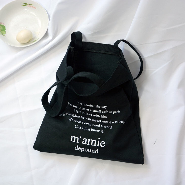 English alphabet one-shoulder canvas bag