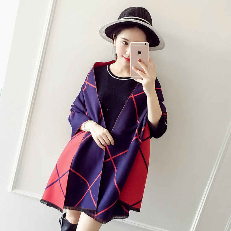 Women's double-faced jacquard cashmere scarf