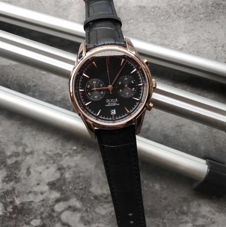 Men's waterproof leather quartz watch