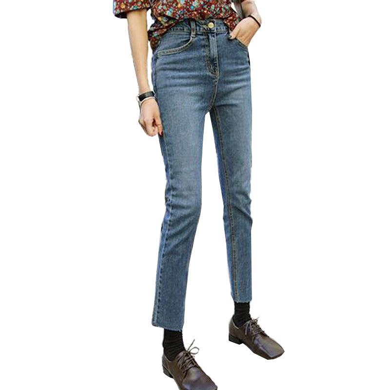 Straight-leg Jeans High-rise Loose Wide-leg Cropped Trousers