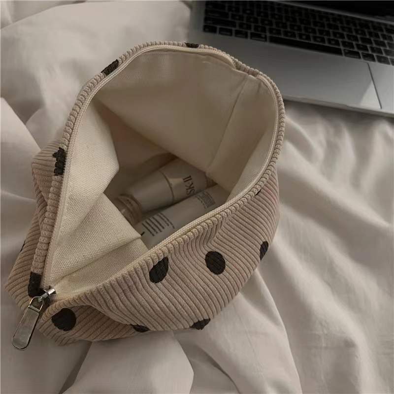 Lipstick Storage Corduroy Retro Polka Dot Bag