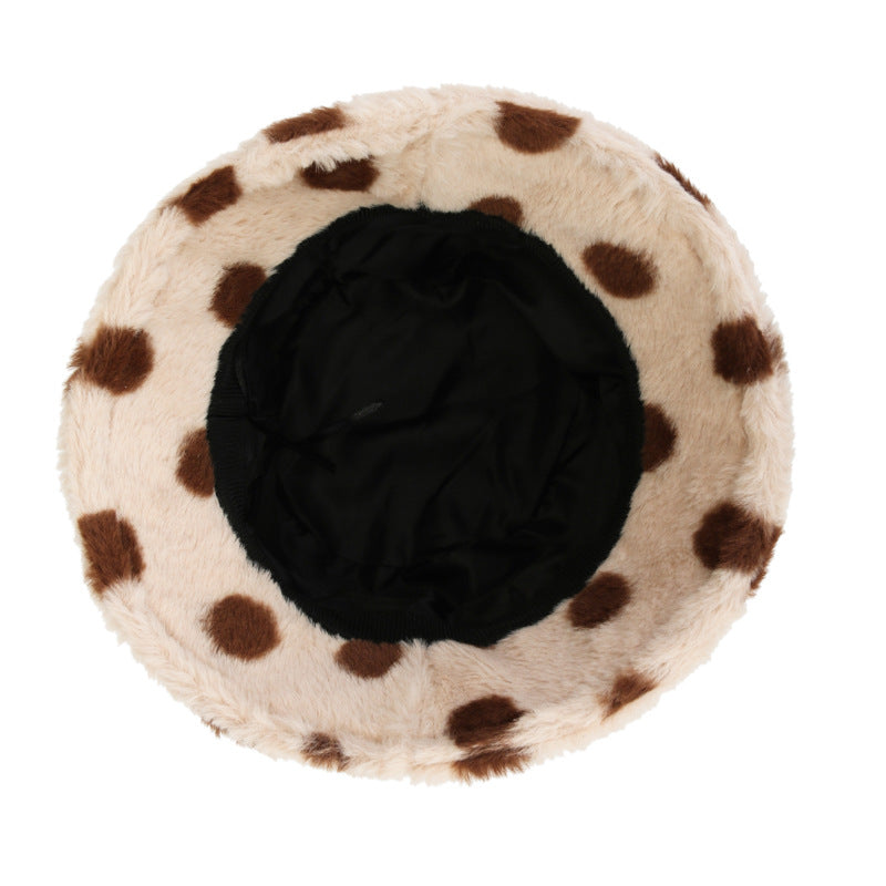 Wave Dot Printed Rabbit Hair Fisherman's Hat Female