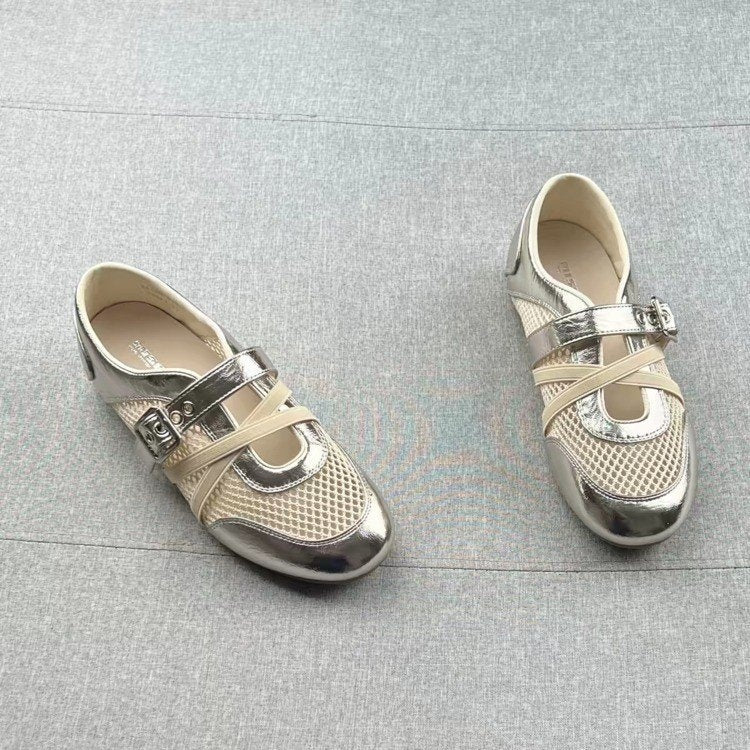 Summer New Korean Style Hollow Mesh Mary Jane Shoes For Women, Fashion Versatile Comfort Soft Flat Loafers