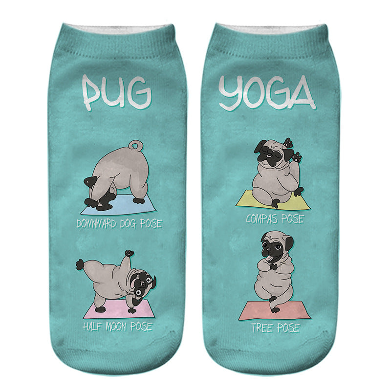Dog PUG cartoon 3D printing socks
