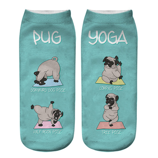 Dog PUG cartoon 3D printing socks