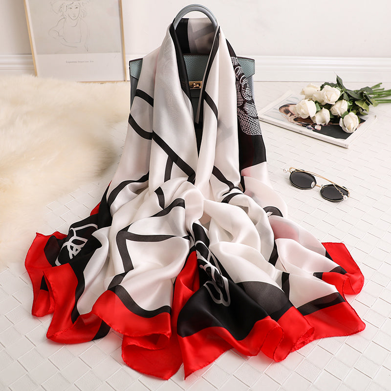 Fashionable Women's Simple Printed Thin Silk Scarf