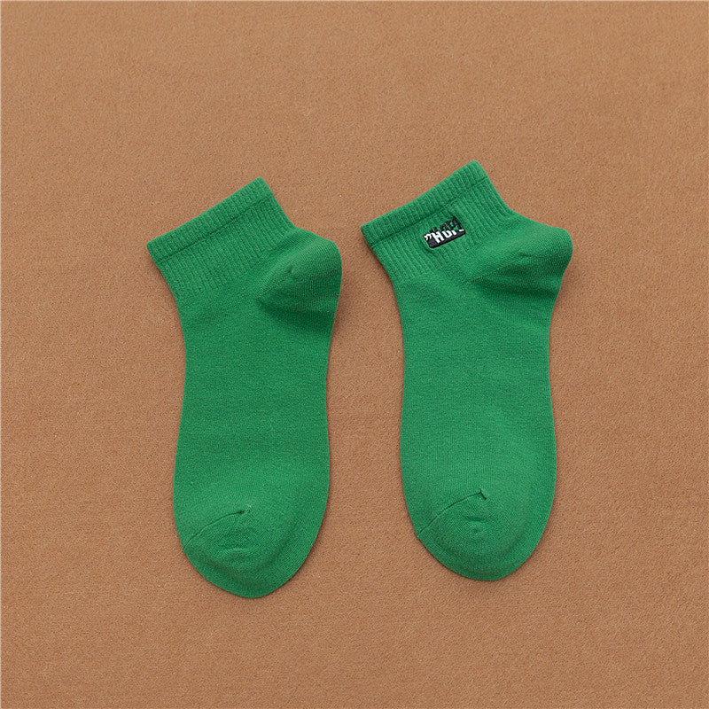 Female candy color boat socks