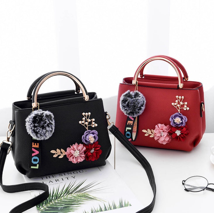 Color Flowers Shell Women's Tote Leather Clutch Bag