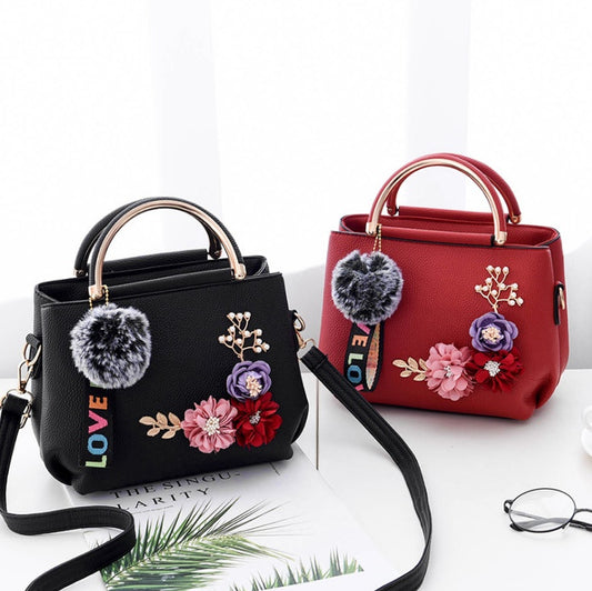 Color Flowers Shell Women's Tote Leather Clutch Bag
