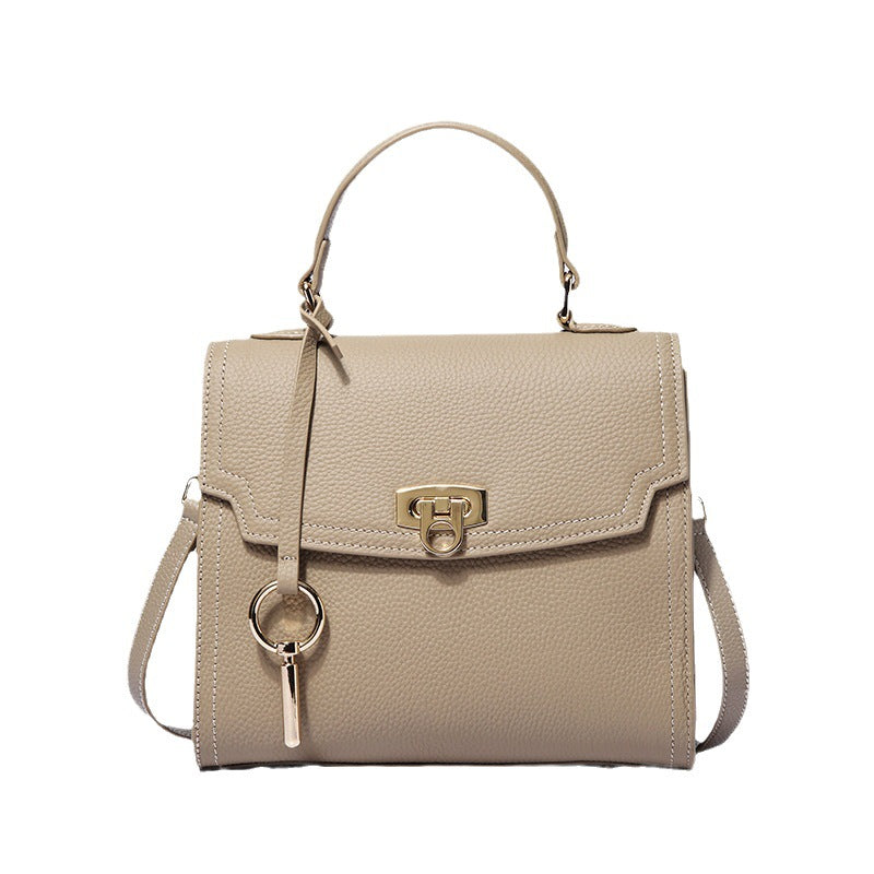 Top Layer Cattlehide Leather Fashion Portable Crossbody Small Square Bag