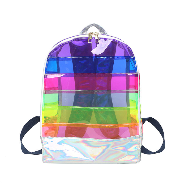 PVC Transparent Waterproof Backpack Large Capacity Student Schoolbag