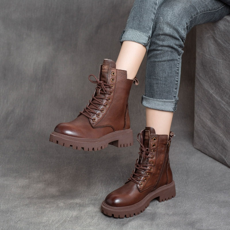 Mid-Tube All-Match Martin Boots Side Zipper