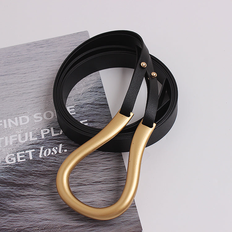 Metal curved large horseshoe buckle belt
