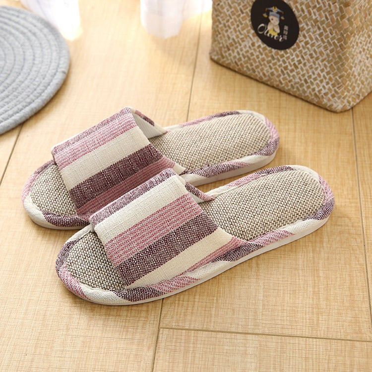 Home Cotton And Numb Floor Striped Slippers