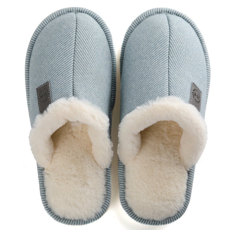 Autumn and winter plus velvet warm cotton slippers
