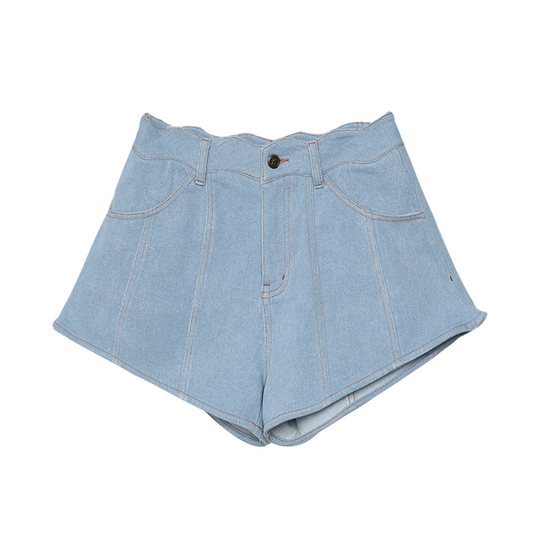 Women's lace denim shorts