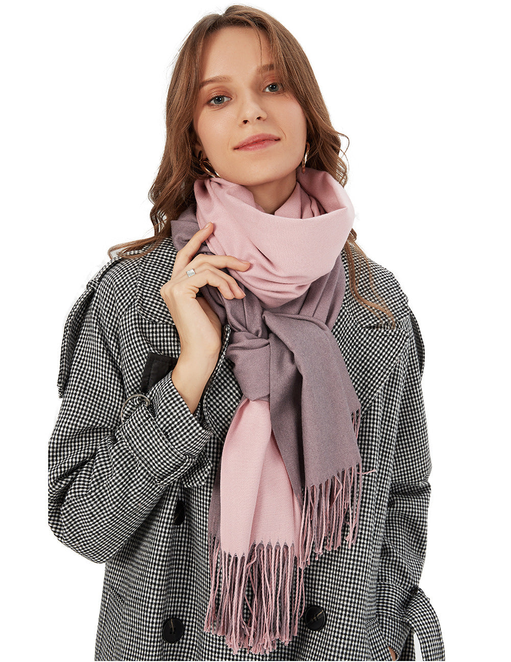Korean double-sided faux cashmere shawl
