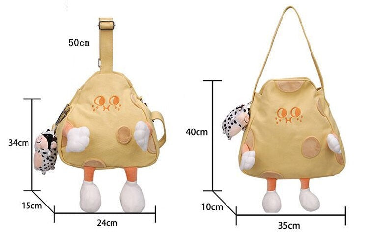 Cute Cheese Canvas One Shoulder Student Messenger Bag