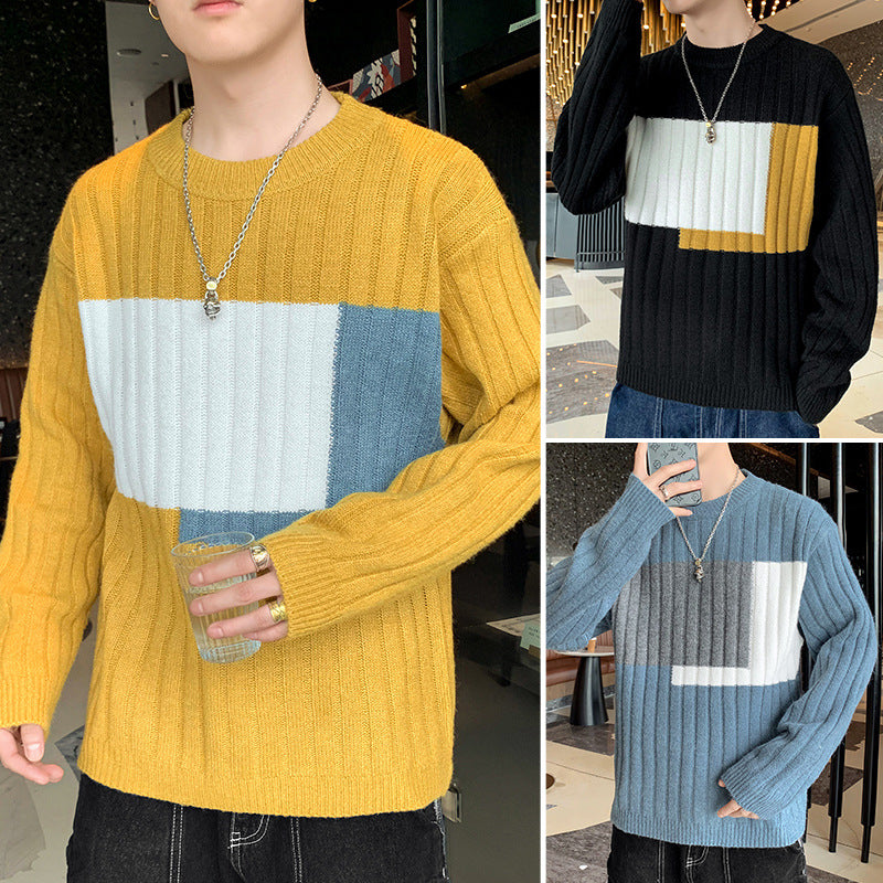 Strikket Sweater Herre Trendy Mærke Løs Varm Sweater
