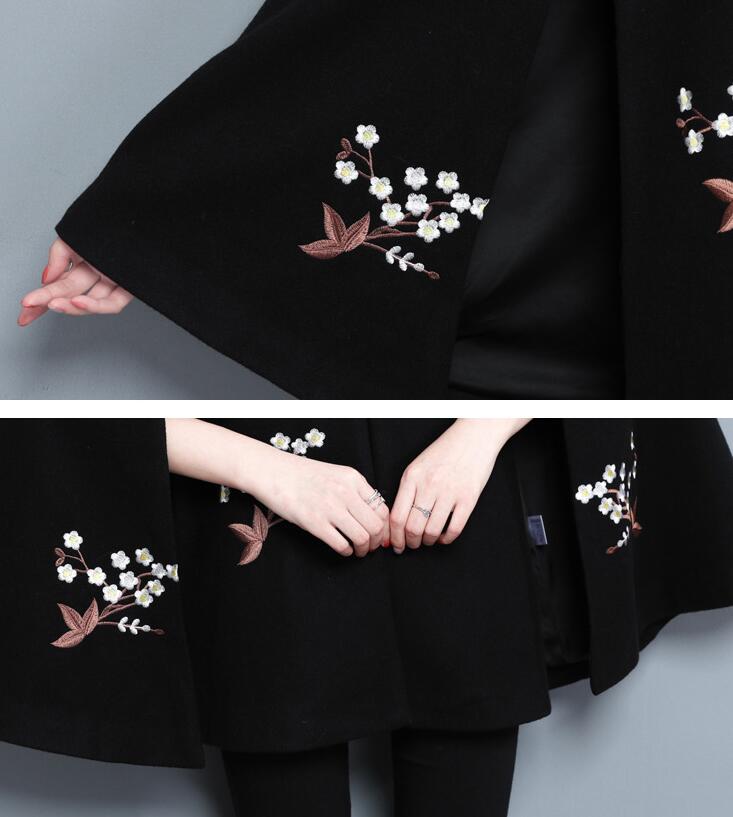 Style Women's Embroidery Flower Cloak Shawl Cloak