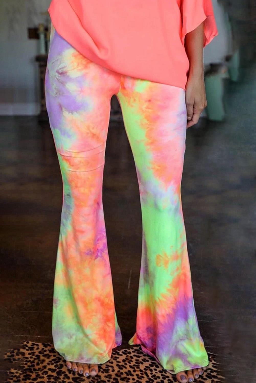 Tie-dye print flared pants