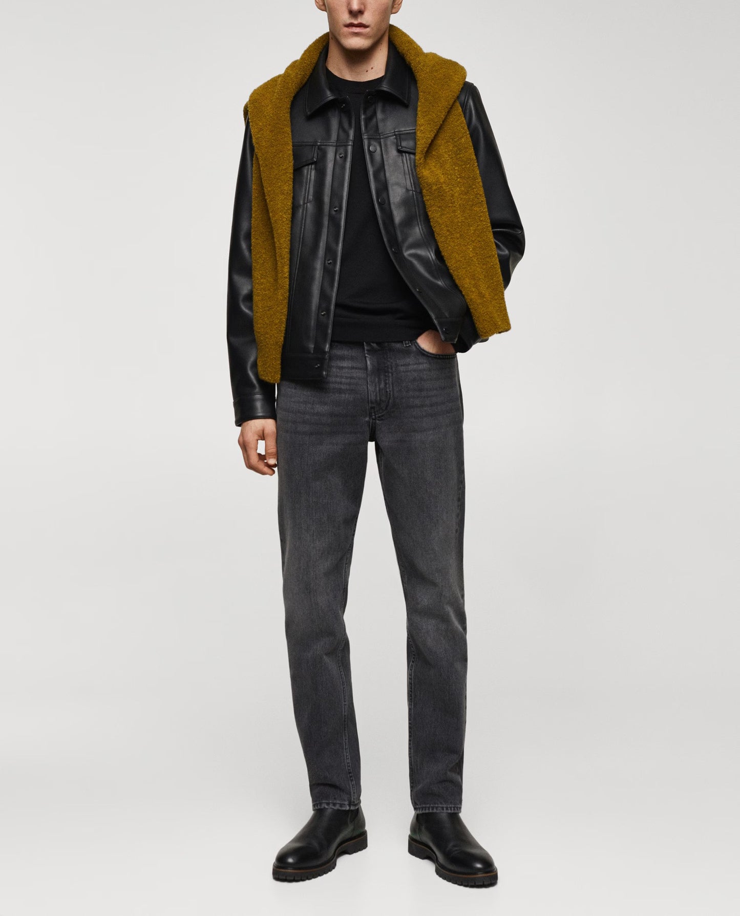 Men's Faux Leather Biker-style Jacket