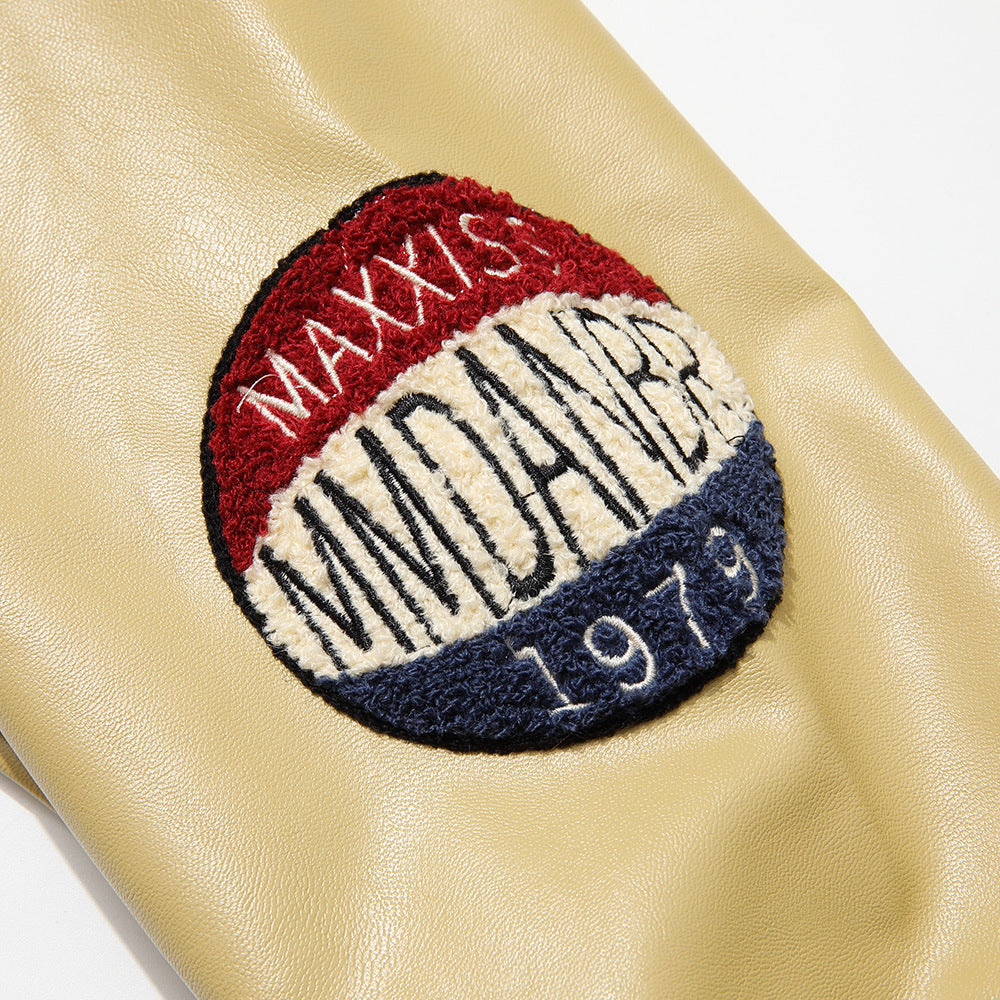 Machine Embroidery Letter Bee Loose Jacket Coat