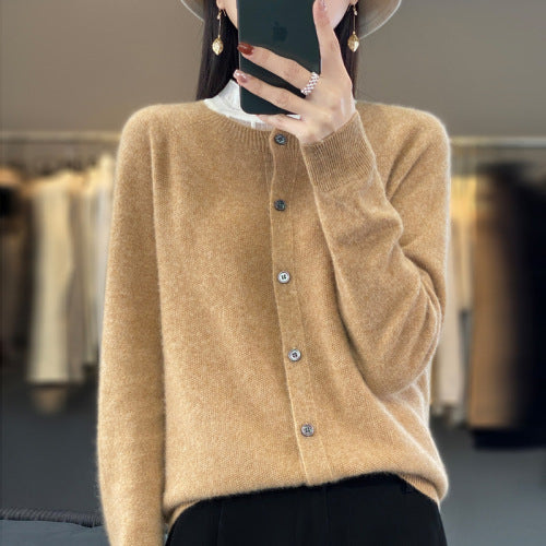 Cardigan Plus Size Coat Loose Round Neck Sweater