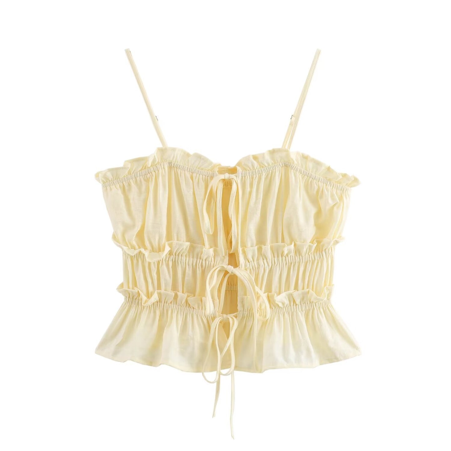 European And American Wind Yellow Slim-fit Camisole Top