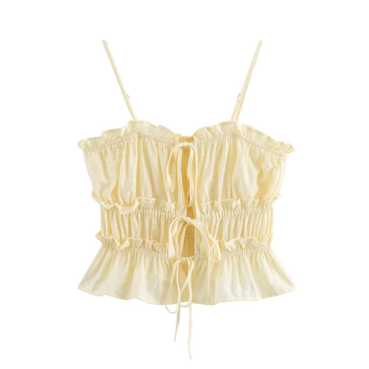 European And American Wind Yellow Slim-fit Camisole Top