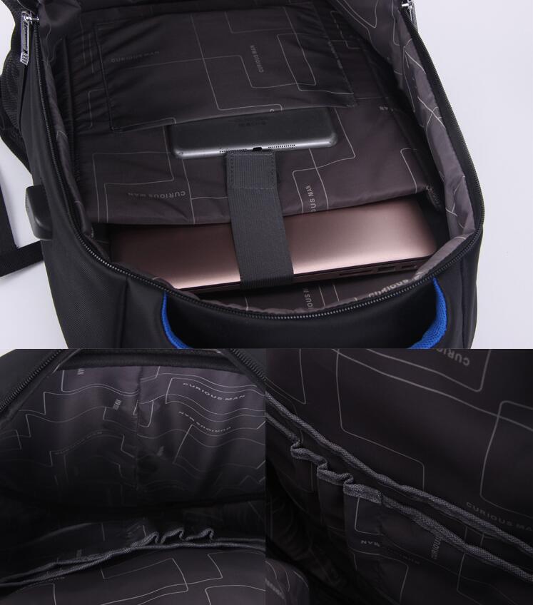 new men's computer backpack, USB backpack, hard shell travel bag, student bag light customization