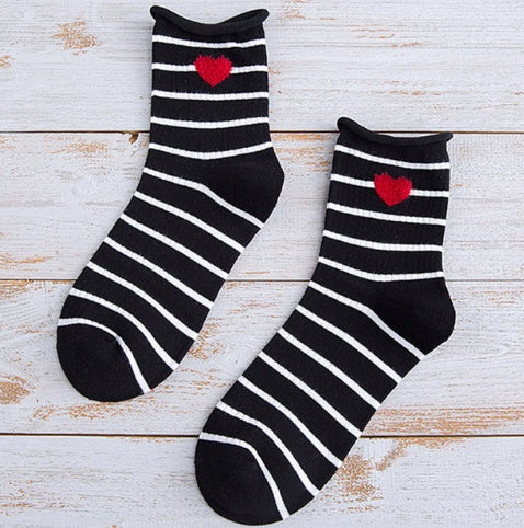 Love stripe curling in the tube socks cotton socks pile socks