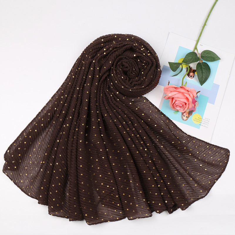 Sprinkle gold folds bronzing cotton and linen scarf