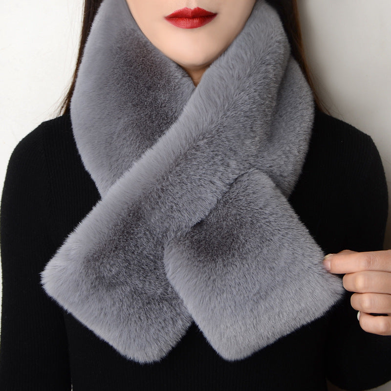Plush Scarf Artificial Rex Rabbit Fur Thick Warm