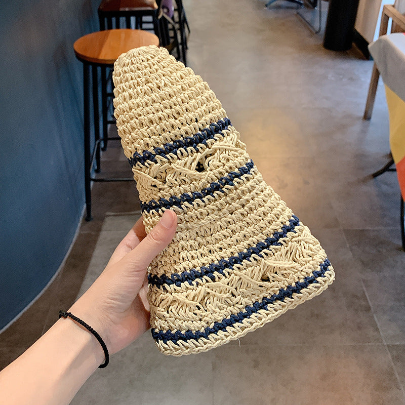 Summer Sunshade Straw Hat Small  Folding Sunscreen Big Brim