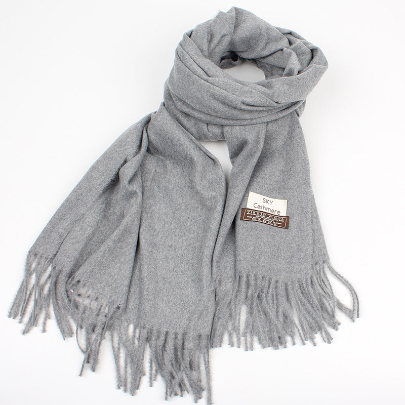 Solid color faux cashmere scarf for warmth