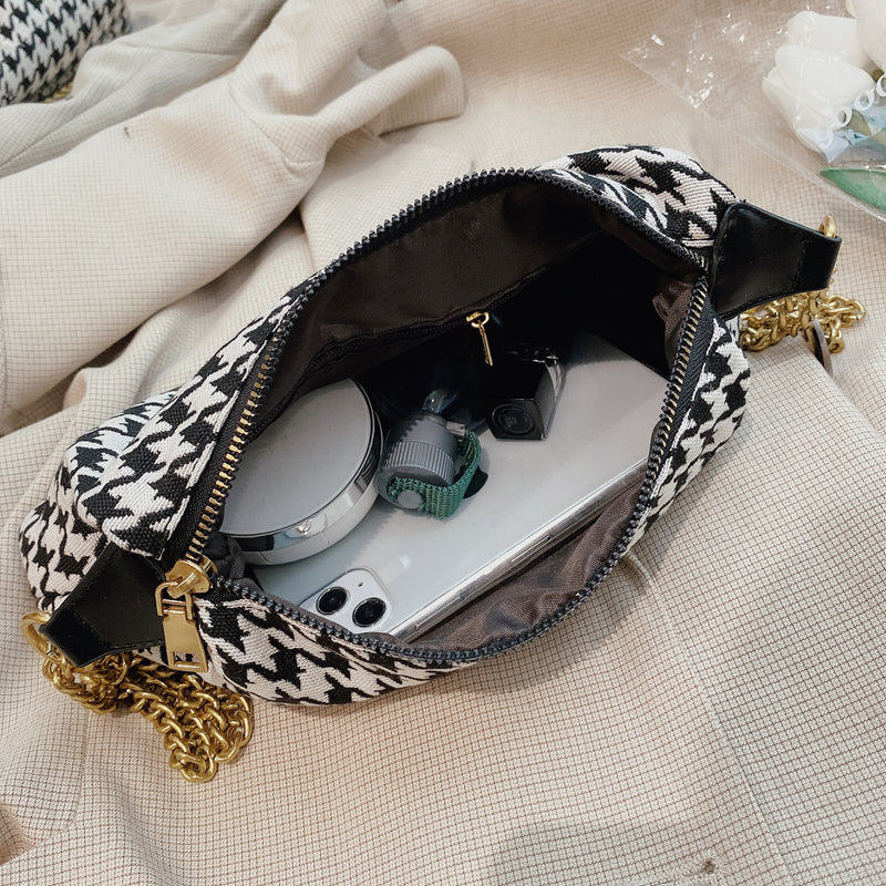 Houndstooth chain bag