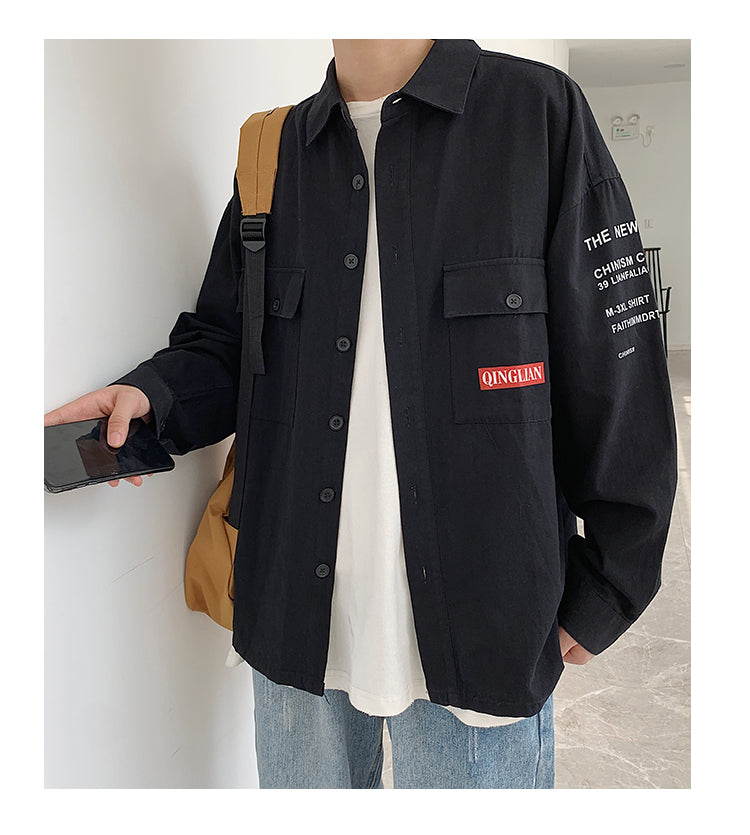 Men's loose shirt with long sleeves