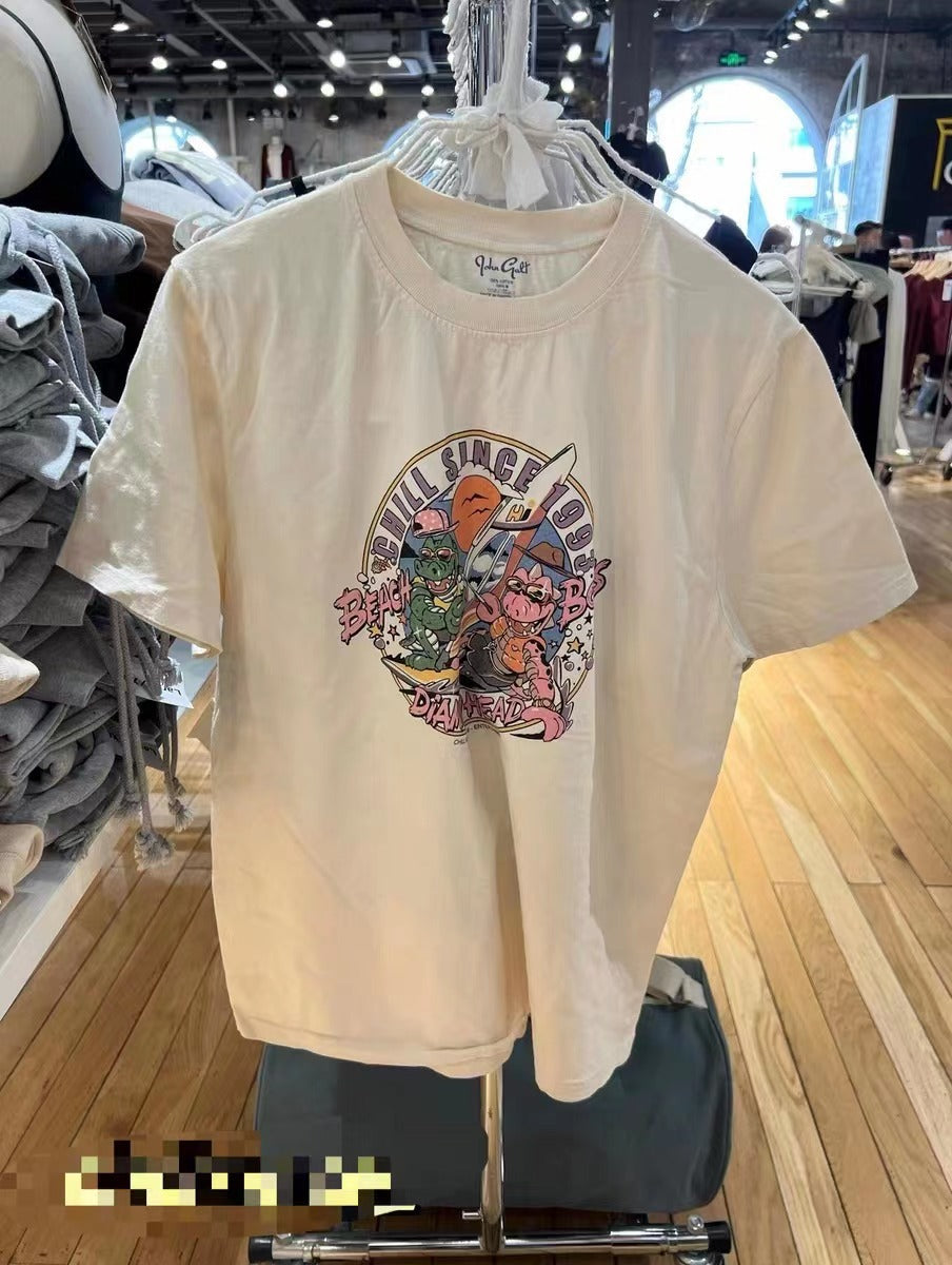 BM Style Dinosaur Printed Cartoon Printed Short Sleeve T-shirt