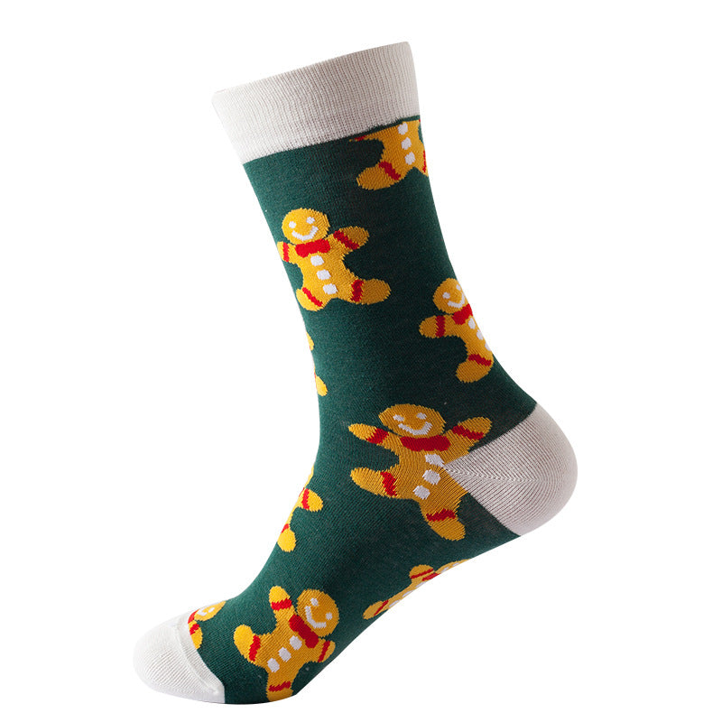 Christmas Tree Snow Elk Gift Cotton Happy Socks