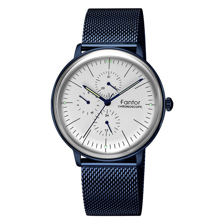 Simple six-pin multi-function mesh strap watch