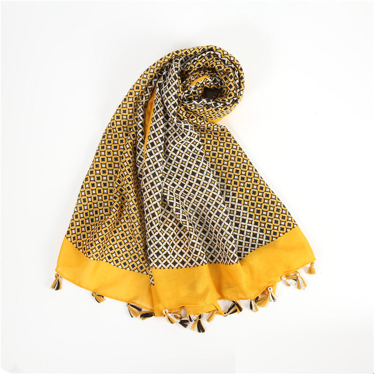 Simple Temperament Ladies Cotton And Linen Scarf