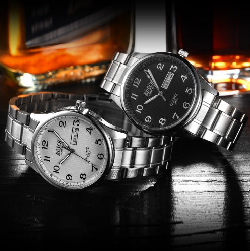 Double calendar men's watch waterproof luminous number quartz watch