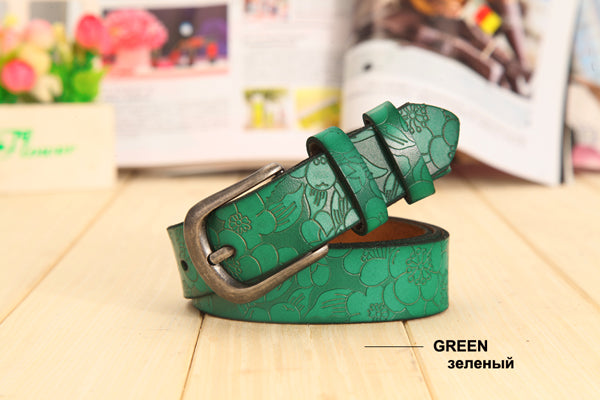 Women's hollow leather belt